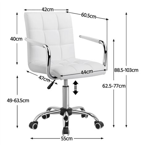 Yaheetech Silla de Oficina Giratoria Taburete de Trabajo Bar Altura Ajustable Carga MAX 120Kg con Respaldo Blanco