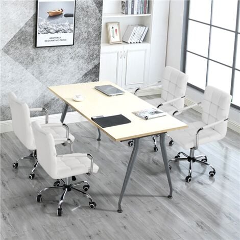 Yaheetech Silla de Oficina Giratoria Taburete de Trabajo Bar Altura Ajustable Carga MAX 120Kg con Respaldo Blanco