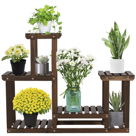 COSTWAY Estantes para Plantas de 3 Niveles, Estantería de Bambú Decorativa  para Macetas de Flores, Estante