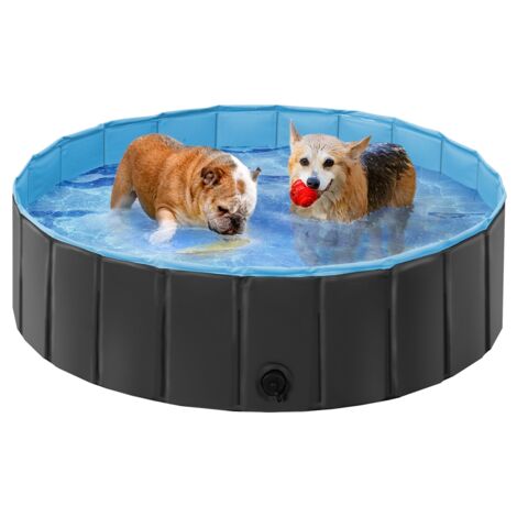 Homevive Piscina para Perros y Gatos PVC Plegable Bañera para Mascota Animales Grandes en Interiores y Exteriores M:100 x 30 cm/Negro