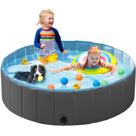 Homevive Piscina para Perros y Gatos PVC Plegable Bañera para Mascota Animales Grandes en Interiores y Exteriores L:120 x 30 cm/Negro