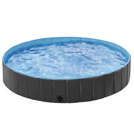 Homevive Piscina para Perros y Gatos PVC Plegable Bañera para Mascota Animales Grandes en Interiores y Exteriores XXL:160 x 30cm/Negro