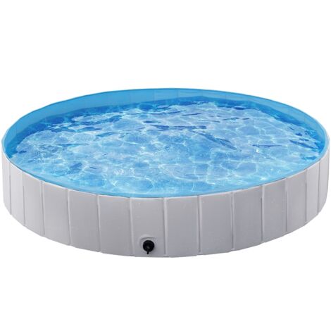 Homevive Piscina para Perros y Gatos PVC Plegable Bañera para Mascota Animales Grandes en Interiores y Exteriores XXL:160 x 30cm/Gris