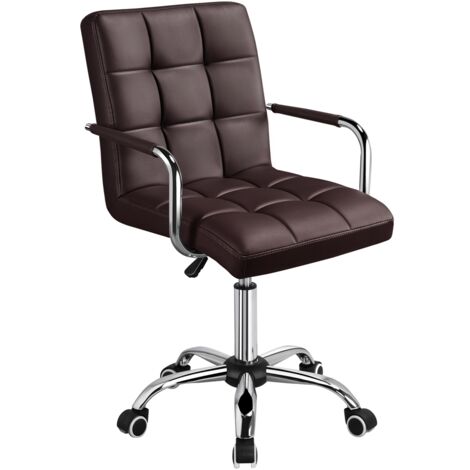 Homevive Silla de Oficina Giratoria Silla de Trabajo Altura Ajustable Carga MAX 120Kg con Respaldo Marrón