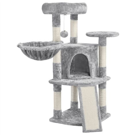 Homevive Árboles para Gatos Adultos Rascador Torre de Escalada Felpa para Gatito Poste de Rascar para Mascota 107 cm Gris Claro
