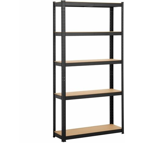 Homevive Estantería de Almacenamiento Estante de Garaje Marco Metal 180 x 90 x 30 cm Capacidad 175 KG Negro