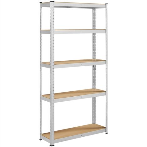 Homevive Estantería de Almacenamiento Estante de Garaje Marco Metal 180 x 90 x 30 cm Capacidad 175 KG Plata