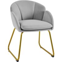 Homevive Silla Tapizada Terciopelo, Pata Metal Sillon Terciopelo Sala de Estar Dormitorio Comedor Cocina Gris