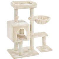 Homevive Árbol Rascador para Gatos Altura 96 cm Torre de Juegos con Plataformas Cueva Multinivel Beige