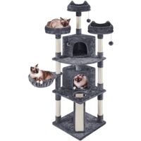 Homevive Rascador Árbol para Gatos Grandes Torre de Gatos de 193cm de Altura con 3 Plataformas 2 Cuevas Cesta y Multinivel Gris Oscuro