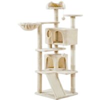 Homevive Rascador para Gatos Árbol para Gatos Medinos Castillo Juego de Gato Gatitos Mascotas, con Alfombra Rascadora Beige