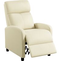 Yaheetech Sillón de Masaje Sillón Relax Silla Butaca Sofá Sillón Ajustable Sillón de Relajación con Función Reclinable para Sala de Estar Beige/Cuero PU