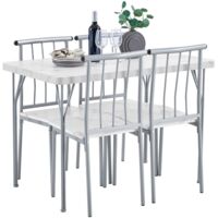 Homevive Conjunto de Mesa y Sillas de Comedor de 5 Piezas Mesa de Cocina con 4 Sillas para Terraza Salón Blanco