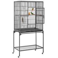 Homevive Jaula para Pájaros Jaula Grande con Ruedas Jaula para Aves Canarios 81 x 47 x 160 cm