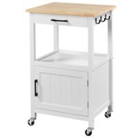 Homevive Carro de Cocina con Cajones Armarios Estantes de Almacenaje Carrito de Servicio para Cocina Comedor Muebles Auxiliar Hostelería Blanco