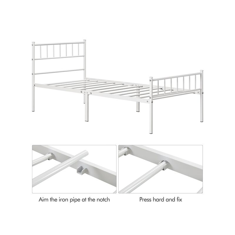 Yaheetech Rete Letto Singolo in Metallo 90 x 190 cm Montaggio Rapido senza  Viti a Doghe Resistente Senza Testiera per Camera da Letto in Ferro Battuto  : : Casa e cucina