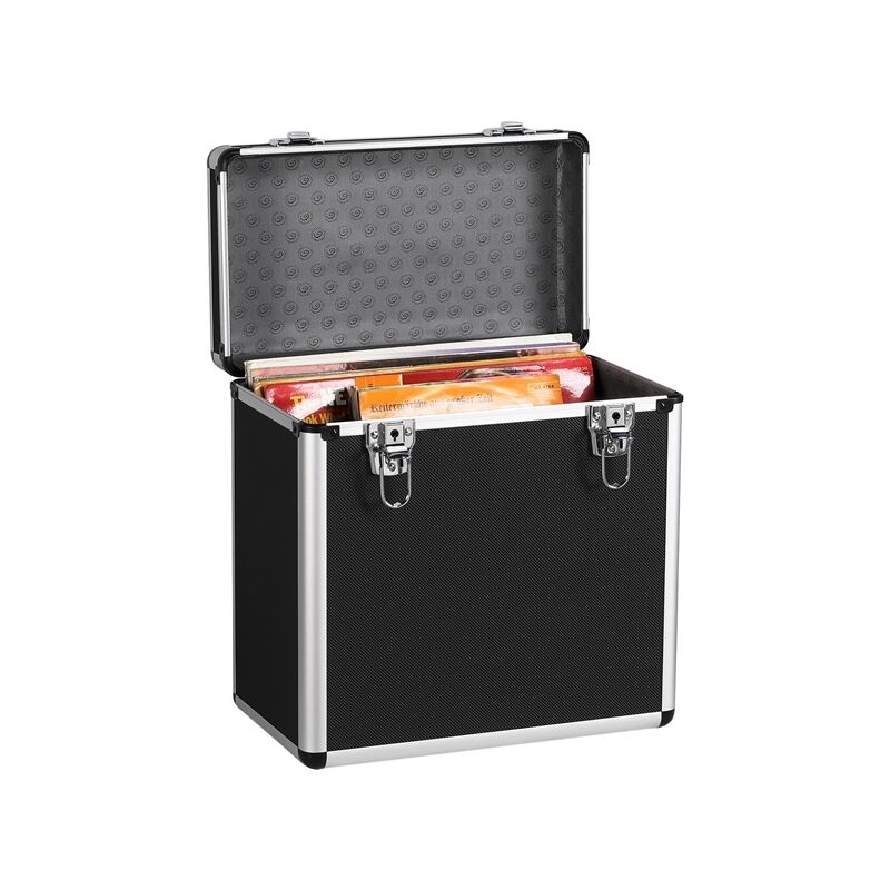 Custodia Rigida Per LP In Lega Alluminio OUTMEE Valigetta In Vinile Per Circa 50 LPs, Design In Lega Di Alluminio, Nera, 340x365x205 Mm Custodia Per Dischi Lp - 5