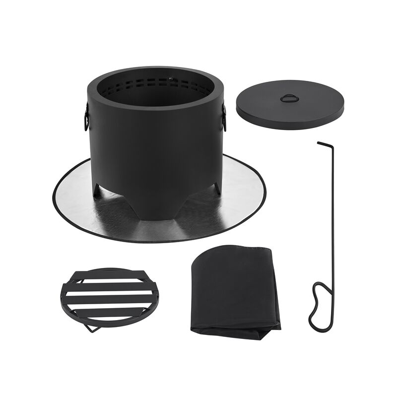 YAHEETECH - Braciere Da Giardino Esterno A Legna Pieghevole Portatile Con  Griglia Copertura Protettiva E Poker Da Terrazza Per Campeggio Raduno Festa  54 Cm Nero - ePrice