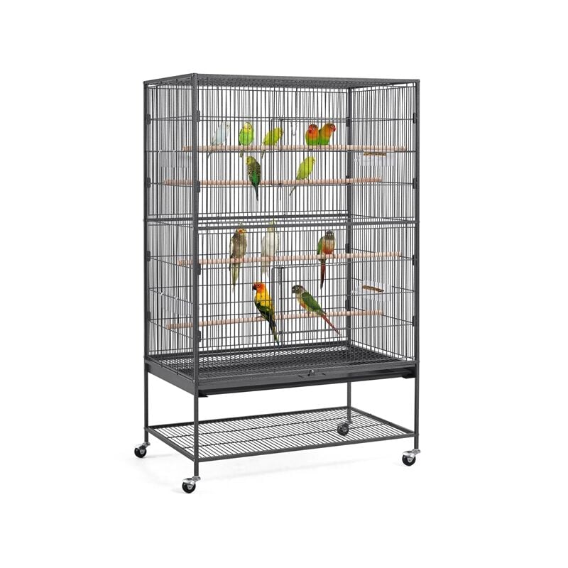 Gabbia Per Uccelli Grande Yaheetech - Voliera Per Pappagalli Con Piedistallo E Ruote, 81x76x174 Cm - Foto 7