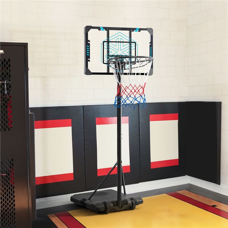 Yaheetech Canestro Portatile da Basket Canestro Basket Tabellone da Esterno  Interno Camera Cortile con Tabellone Trasparente Canestro Blu Altezza  Regolabile 216 - 246 cm