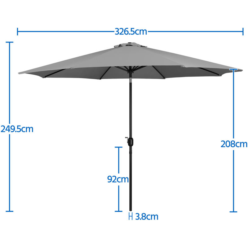 Yaheetech Ombrellone Da Giardino Con Bordatura 8 Stecche - Parasole Esterno Regolabile - Foto 5