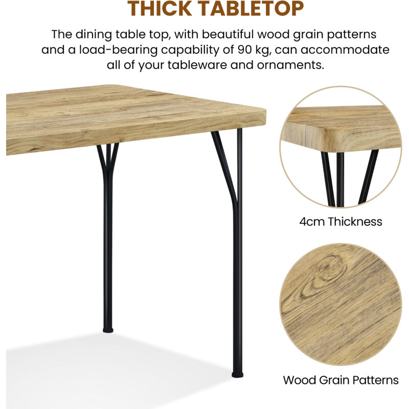 Set Tavolo Da Pranzo Industriale Con 4 Sedie - Salvaspazio In Legno E Metallo, Marrone - Foto 10