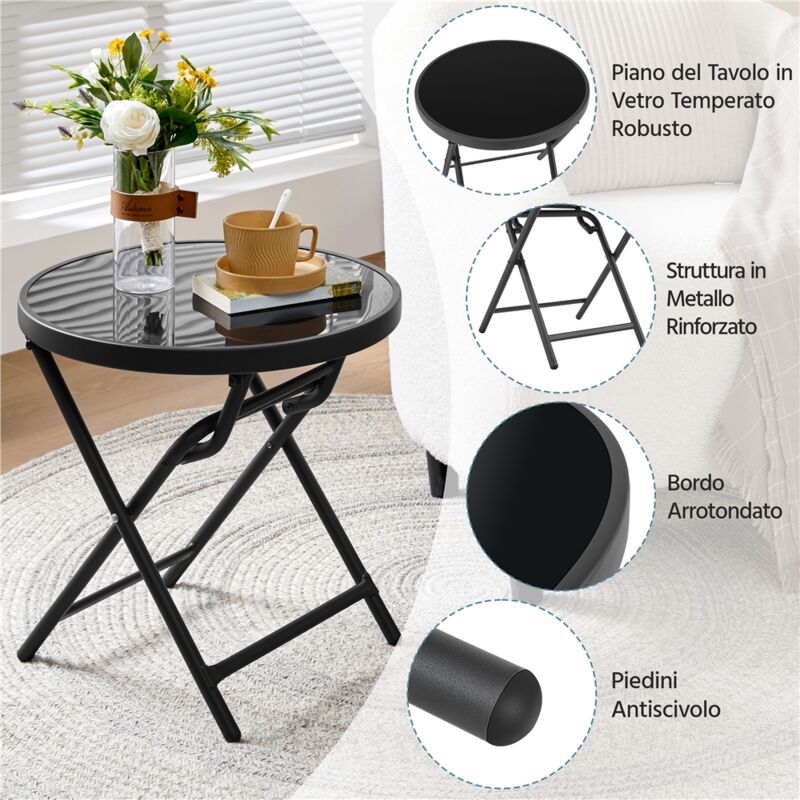 Tavolo Da Giardino Quadrato COSTWAY Per 4 Persone - Con Foro Ombrellone, Piano In Legno E Struttura Metallica - Foto 5