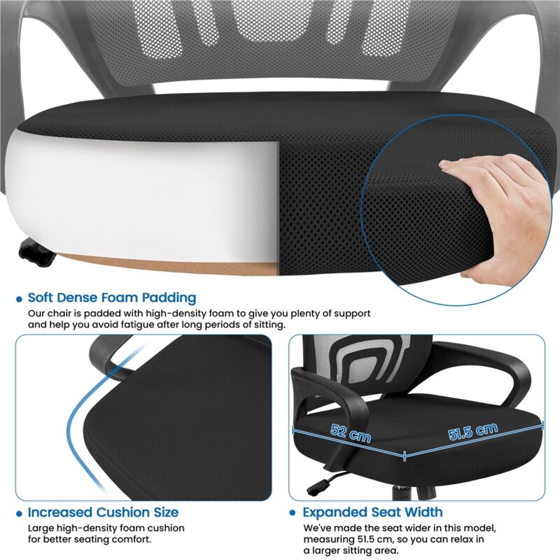 Sedia Da Ufficio Ergonomica HealSmart Con Ruote E Supporto Lombare - Pelle PU, Regolabile, Senza Braccioli, Capacità 113 Kg - 2