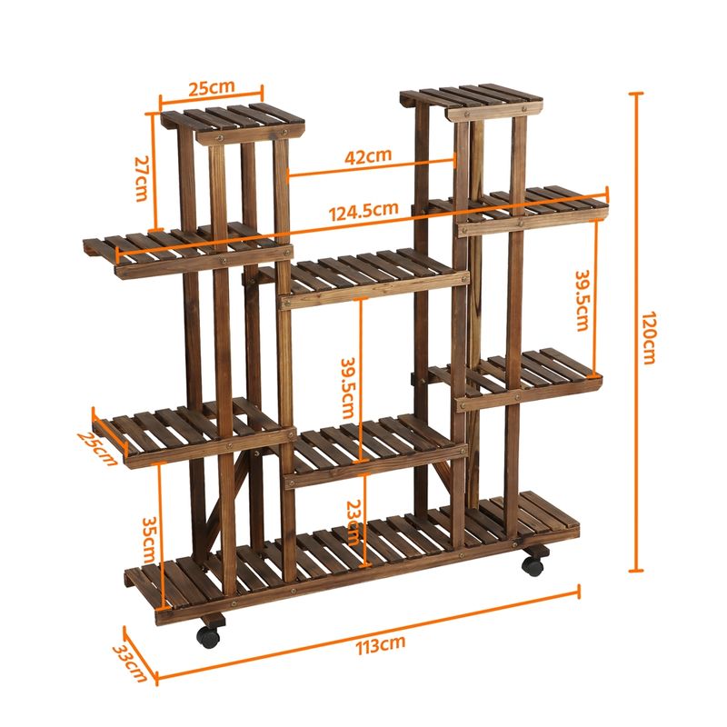 Yaheetech - Scaffale Per Piante Portafiori Vasi Da Interno Balcone In Legno  A 8 Ripiani 120,5 X 25 X 96,5 Cm - ePrice