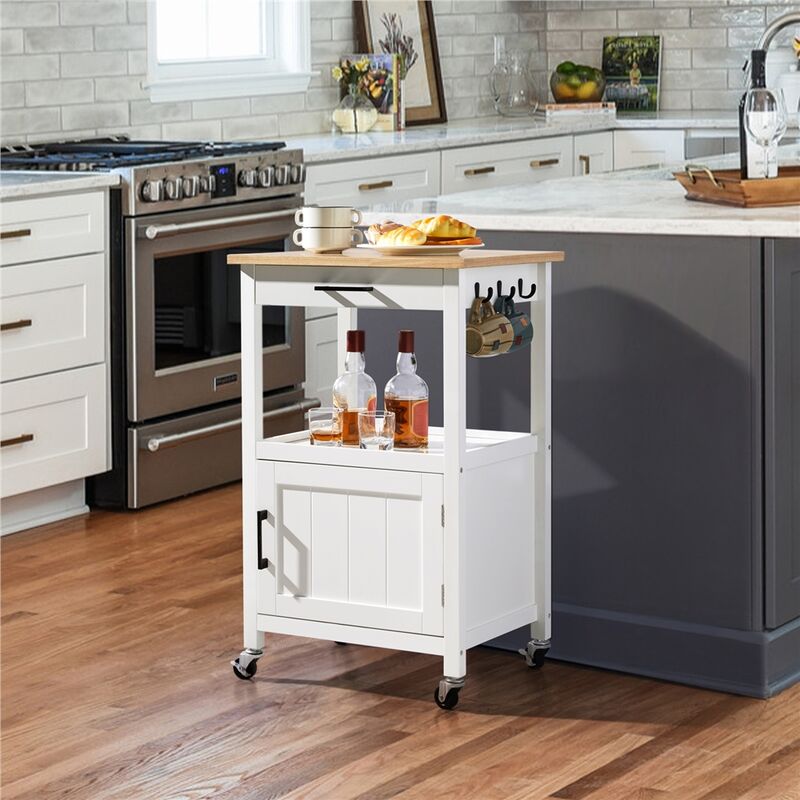 Carrello A 3 Ripiani Con Cassetto, Carrello Portaoggetti Multifunzionale, Carrello Da Cucina Gancio Ruote Bloccabili Carrello Portaoggetti Per Bagno Di Facile Montaggio 88573377