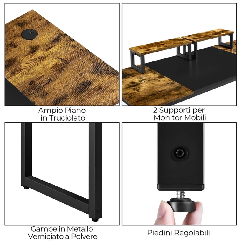 Yaheetech Scrivania Gaming Ergonomica A Forma Di K Con Tappetino Mouse, Porta Bicchiere E Gancio Cuffie - 111x70,5 Cm - 4