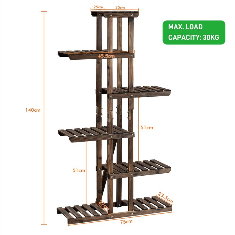 Yaheetech - Scaffale Per Piante Portafiori Vasi Da Interno Balcone In Legno  A 8 Ripiani 120,5 X 25 X 96,5 Cm - ePrice