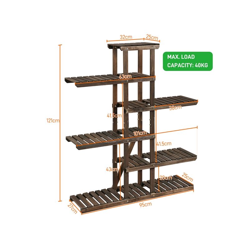 Yaheetech Scaffale Porta Piante da Esterno Interno Fioriere Porta Vasi in  Legno a 6 Ripiani Espositore per Fiori Decorativo da Giardino Multiuso 102 x  26 x 121 cm