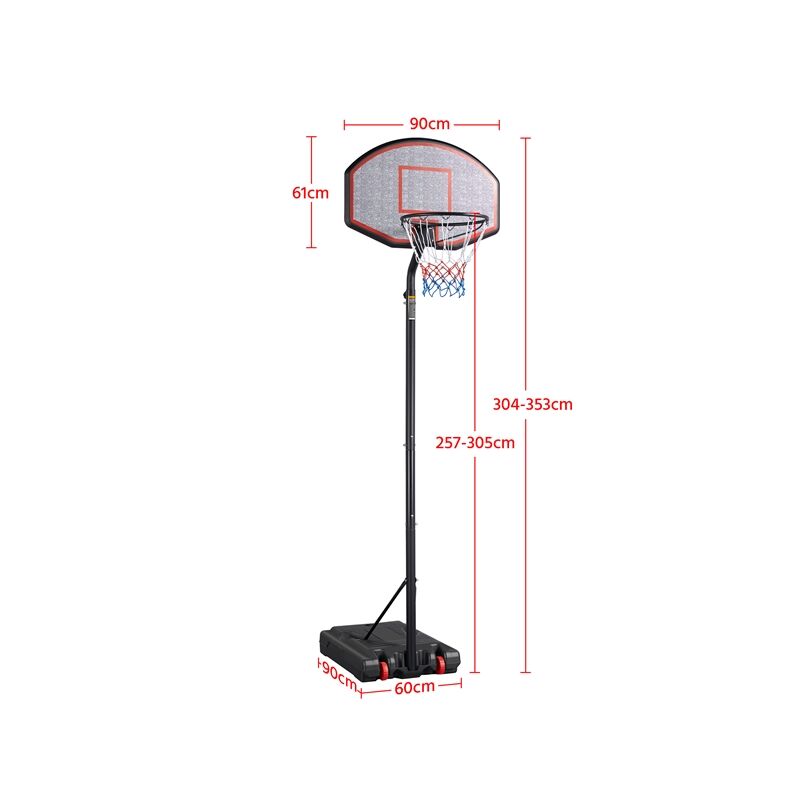 Yaheetech Canestro Basket Esterno Portatile Altezza Regolabile 304 – 353 cm  Pallacanestro da Camera Interno con Tabellone Rosso