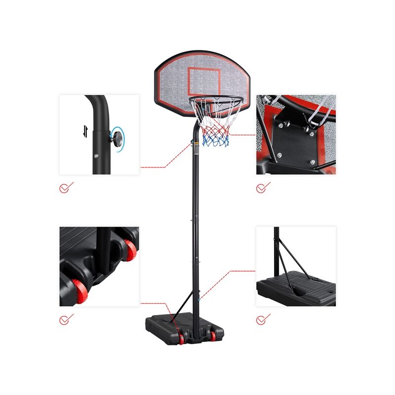 Yaheetech Canestro Basket Esterno Portatile Altezza Regolabile 304 – 353 cm  Pallacanestro da Camera Interno con Tabellone