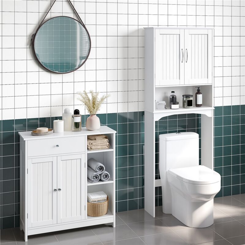 Armadietto Da Bagno Rerii 4 Livelli Con Cassetto E Anta – PVC Impermeabile, Bianco 31,5 Cm - 3