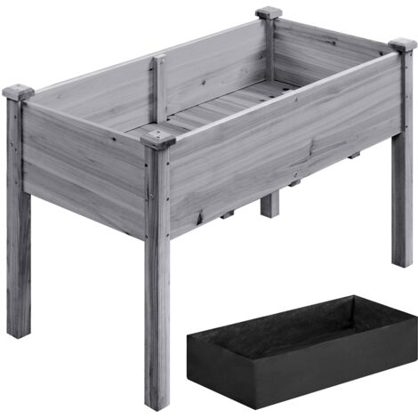 Yaheetech Fioriera/Aiuola Rialzata Orto Rialzato Giardino 120 x 51 x 77 cm per Piante Lettino da Giardinaggio Grigio