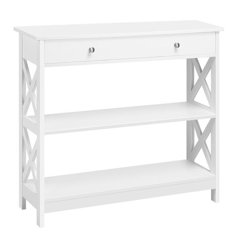 Yaheetech Tavolo Consolle da Ingresso Tavolino con 2 Cassetti Mobiletto da Soggiorno Tavolino Corridoio Bianco 30 x 80 x 80 cm