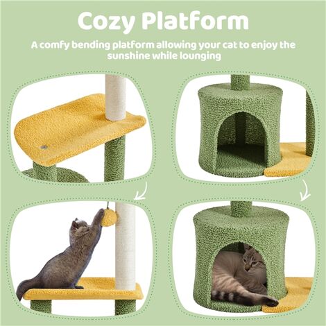 Albero Tiragraffi Per Gatti A Forma Di Cocco - Tiragraffi In Sisal Naturale Con Piattaforma E Pallina, 94 Cm - Foto 7