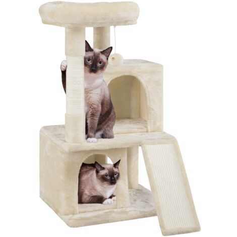 Yaheetech Tiragraffi Albero per Gatti con Posatoio Grande Posatoio Morbido 91 cm Graffiatoio per Gatti Beige