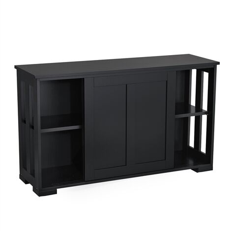 Yaheetech Credenza Buffet da Soggiorno Cucina Mobiletto Mobile TV Armadietto con 2 Ante Scorrevoli Moderno da Salotto Studio Ripiano Regolabile Nero