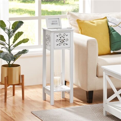HOMCOM Set 2 Comodini In Stile Francese Con Cassetto E Ripiano – Bianco E Rovere, 45x35x55 Cm, Per Camera Da Letto O Soggiorno