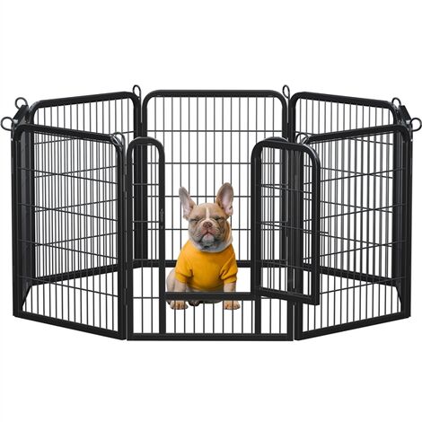 Yaheetech Recinto per Cani Cuccioli Conigli Gatti Animali da Interno e Esterno Giardino Rete Recinzione Ferro 8 pz 65 x 80 cm Pieghevole e Portatile