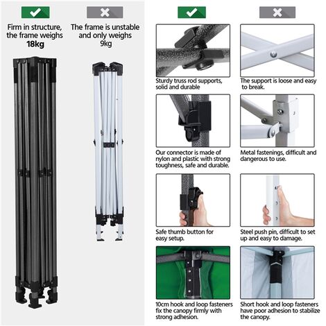 Gazebo Da Giardino Yaheetech 3x3 M - Impermeabile, Pieghevole, Con Borsa A Ruote, Paletti E Corde