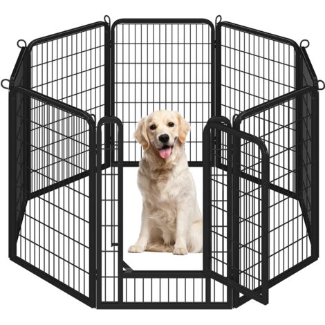 Yaheetech Recinto per Cani in Ferro 8 pz 68 x 100 cm Trasportabile Animali Domestici per Interno Esterno Nero