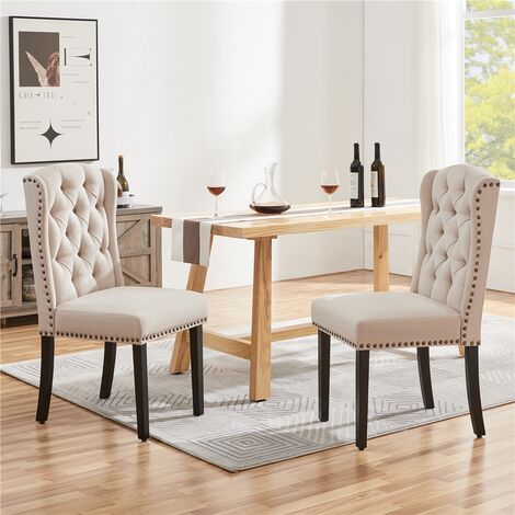 Set di 2 sedie da pranzo in velluto - gambe in legno massello - marrone chiaro | Leroy Merlin