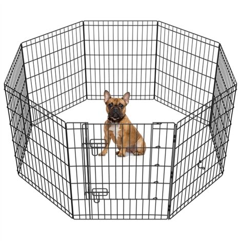 Yaheetech 8-TLG - Box per cuccioli, altezza 76 cm, per cani, casa e giardino, pieghevole, con porta, montaggio senza attrezzi