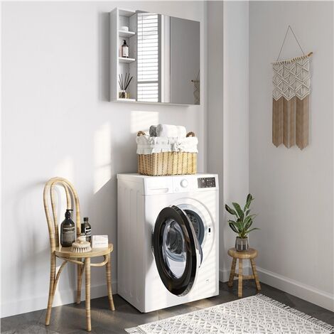 Yaheetech Armadietto a Specchio da Bagno Specchiera Moderna Mobilettto da Parete a 3 Riapiani Regolabili 70,5 x 60,5 x 15 cm Bianco