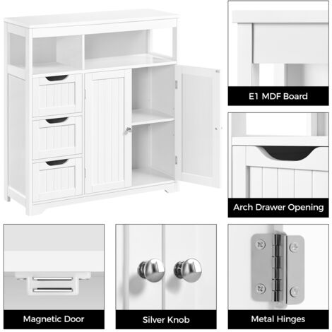 Yaheetech Armadietto Da Bagno Ad Angolo – Mobile A Colonna Salvaspazio Con 1 Anta E 1 Cassetto – Bianco, 32x30x87 Cm – MDF Impermeabile, Per Bagno, Cucina, Corridoio