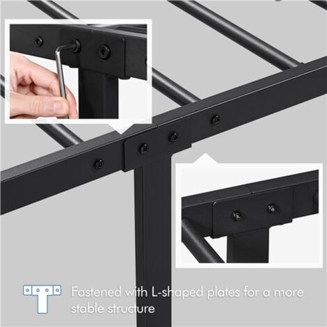 Yaheetech Struttura Letto in Ferro con Spazio Aggiuntivo per Camera da Letto Ospiti Soggiorno Matrimoniale 140 x 200 cm Nero